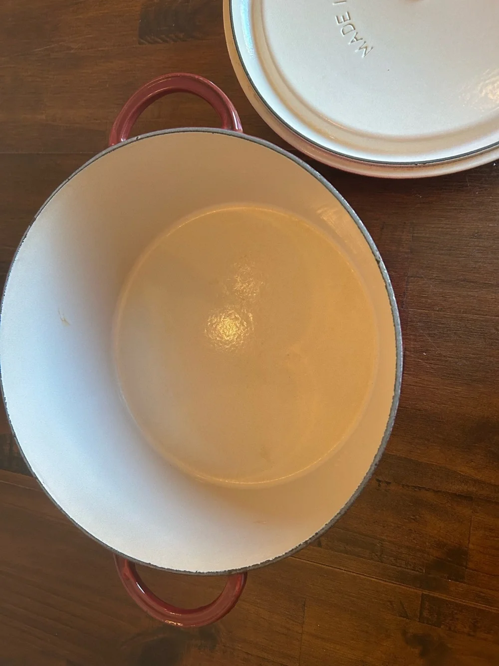 Vintage Le Creuset 5.5 Qt Round Dutch Oven Red 26 Enameled Cast Iron France